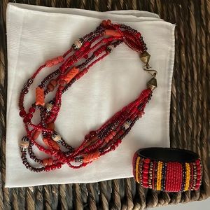 African beaded necklace and bangle